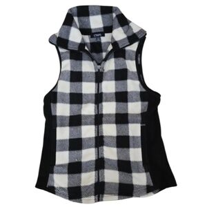 Chaps womens black and white fleece vest. Petite Small